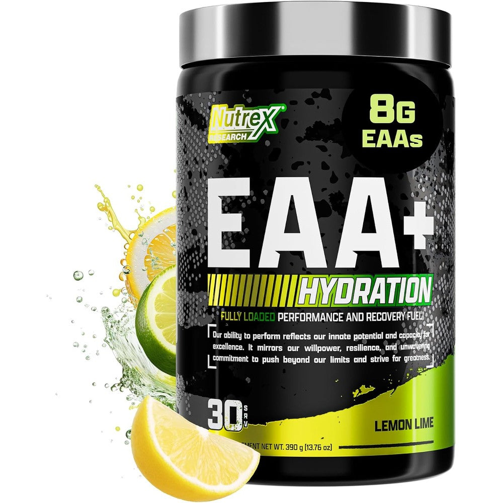Nutrex Research EAA Hydration Powder Essential Amino Acids and BCAAs Electrolytes Lemon Lime 13.76 Ounce 30 Servings