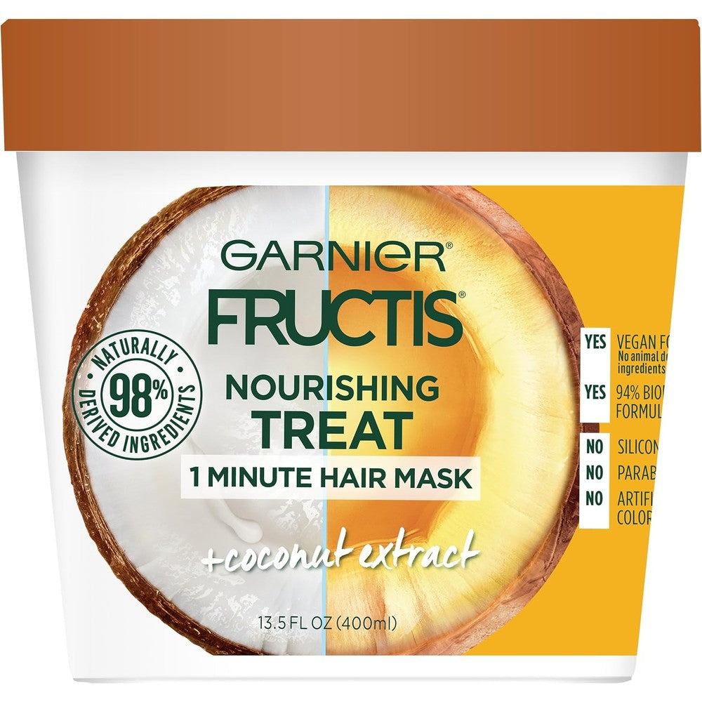 Garnier Fructis Nourishing Treat 1 Minute Hair Mask Coconut Extract 13.5 Fluid Ounces