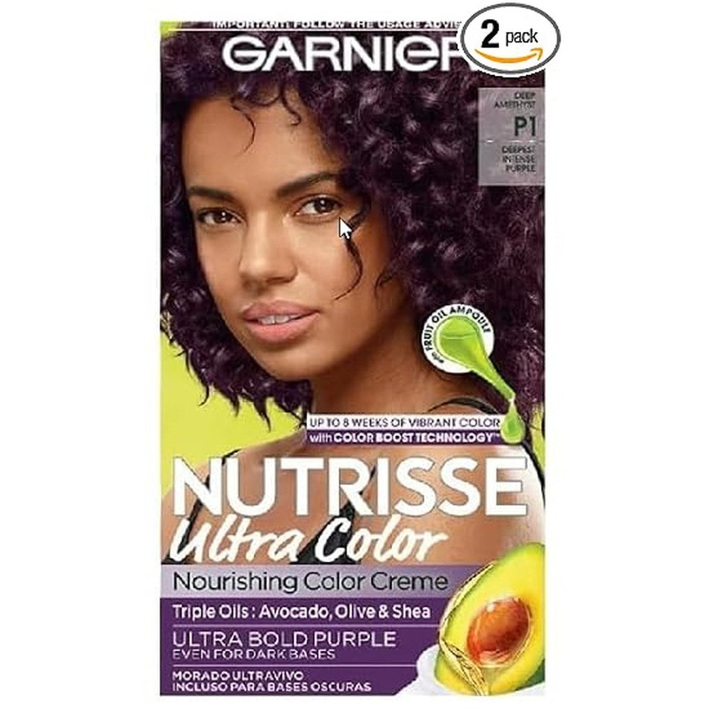 Garnier Nutrisse Ultra Color Nourishing Hair Color Creme P1 Deepest Intense Purple 2 Pack