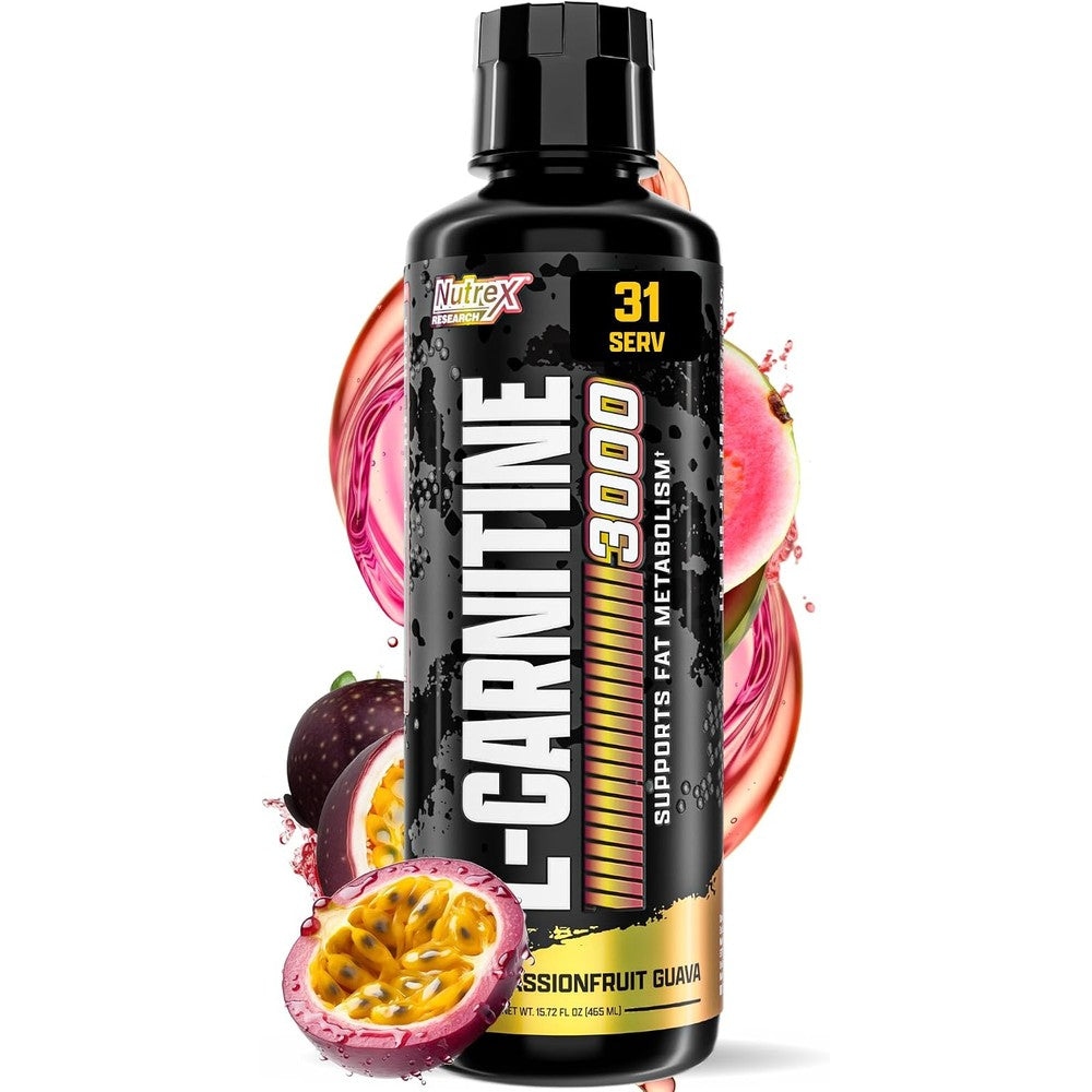 Nutrex Research L Carnitine 3000 Liquid Supplement Passionfruit Guava 15.72 Fluid Ounce