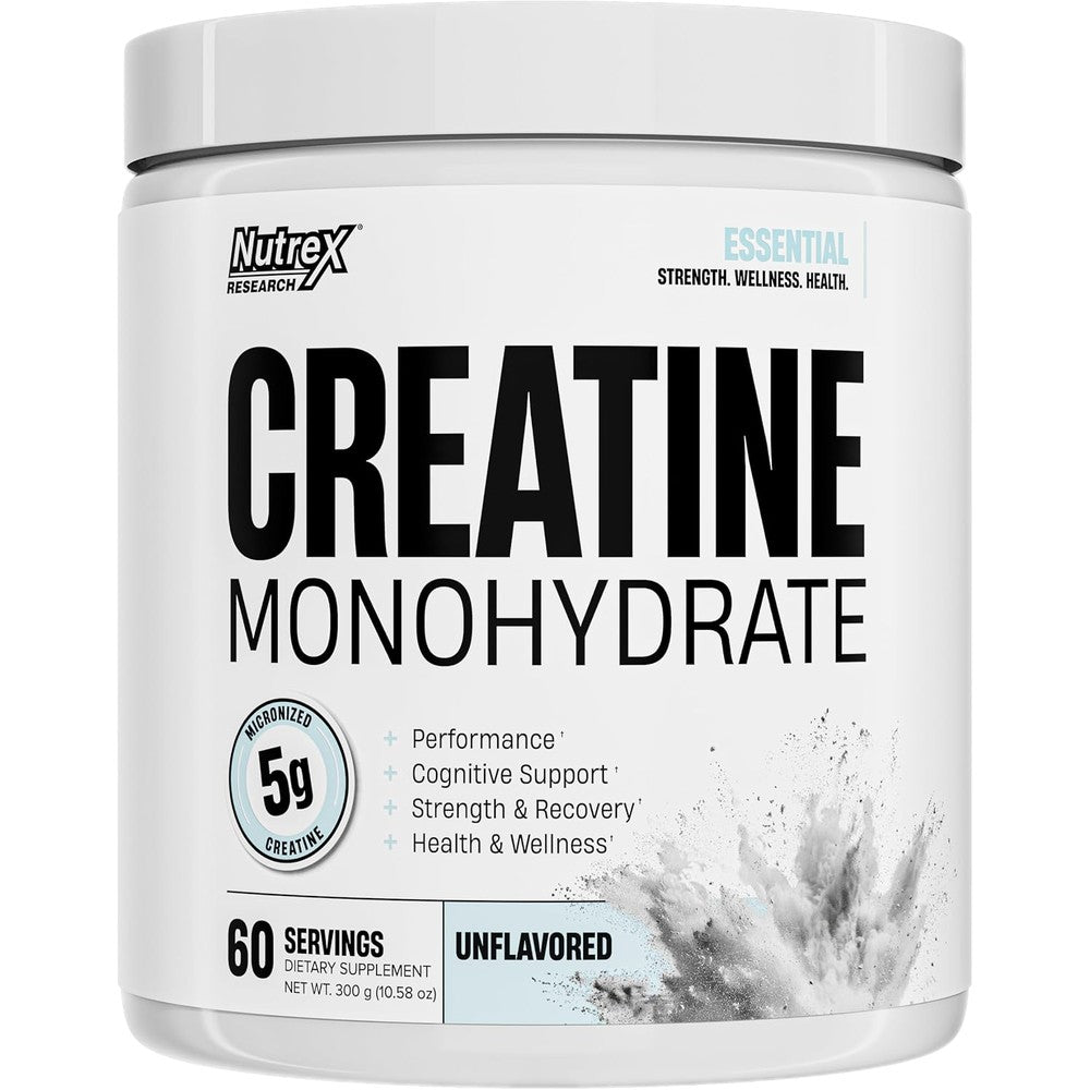 Nutrex Research Essentials Creatine Monohydrate Powder Unflavored 5 Grams Micronized Creatine Per Serving 60 Servings 300 Grams