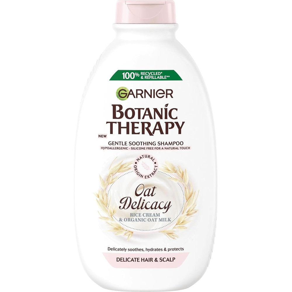Garnier Botanic Therapy Gentle Soothing Shampoo Oat Delicacy With Rice Cream And Organic Oat Milk Hypoallergenic 400 Milliliters