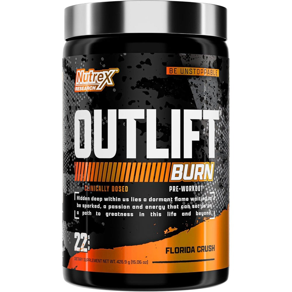 Nutrex Research Outlift Burn Thermogenic Pre Workout Powder Florida Crush 22 Servings 15 Ounce