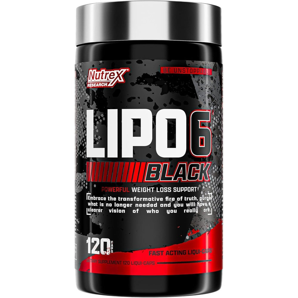 Nutrex Research Lipo-6 Black Max Strength Fat Burner Fast Acting Energy and Metabolism Booster 120 Capsules