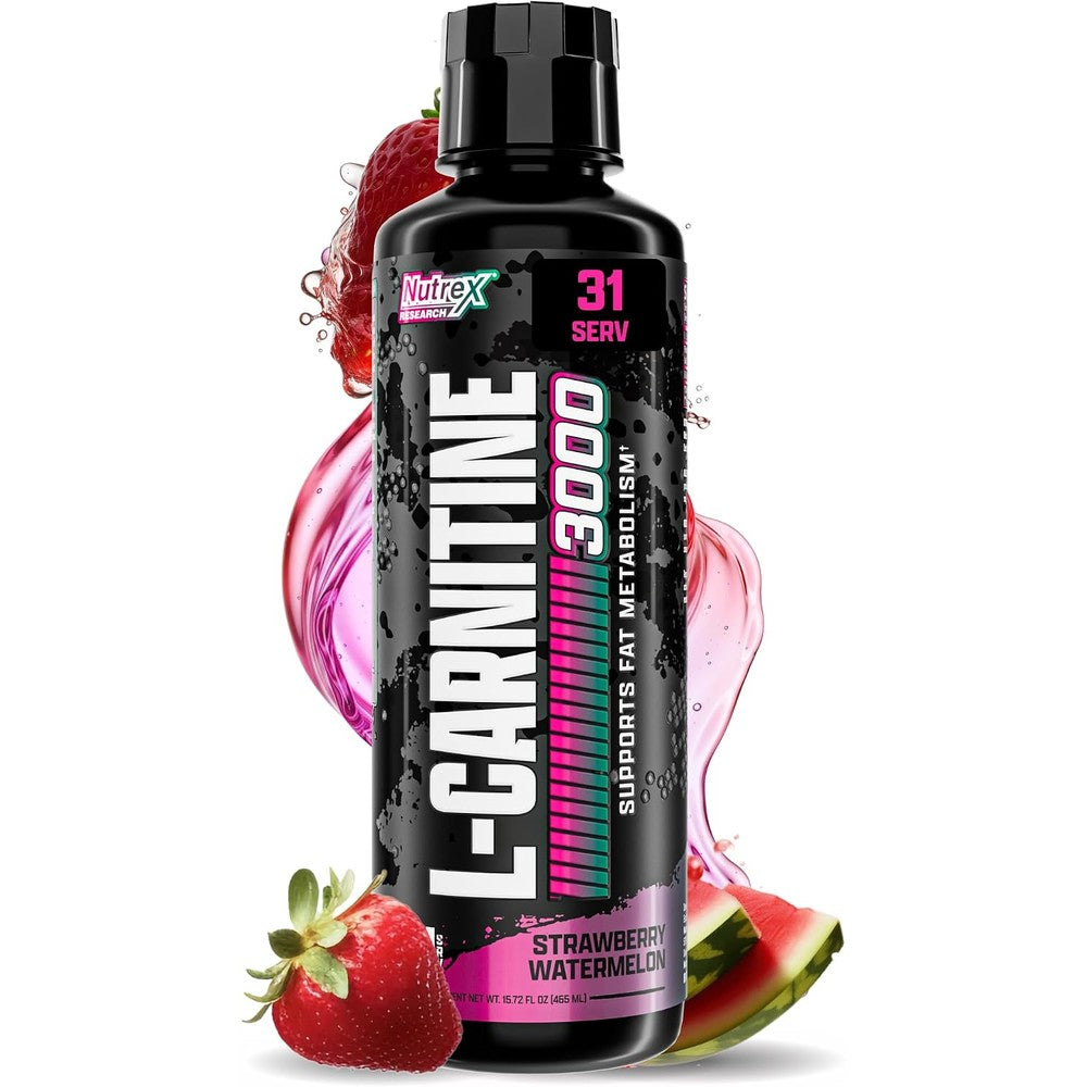 Nutrex Research L Carnitine 3000 Liquid Supplement Strawberry Watermelon 15.72 Fluid Ounces