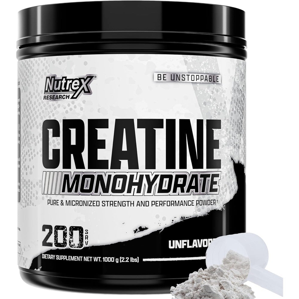 Nutrex Research Micronized Creatine Monohydrate Powder Unflavored 200 Servings 1 Kilogram for Muscle Gain and Performance