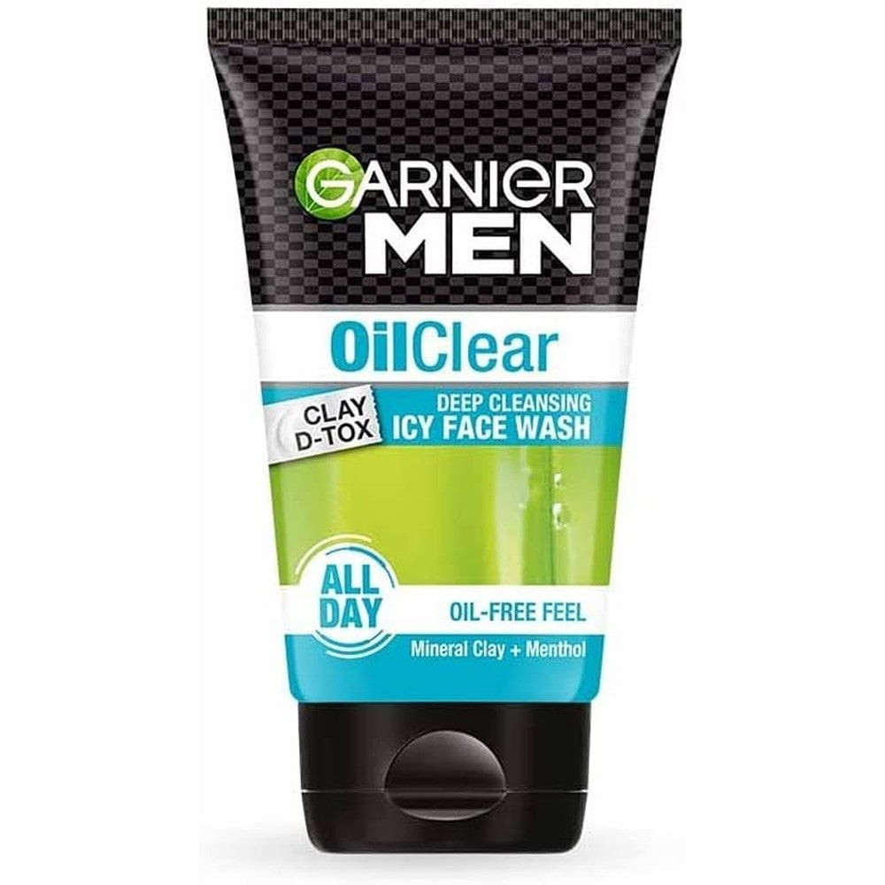 Garnier Men Oil Clear Clay D-Tox Deep Cleansing Icy Face Wash 100 Gram