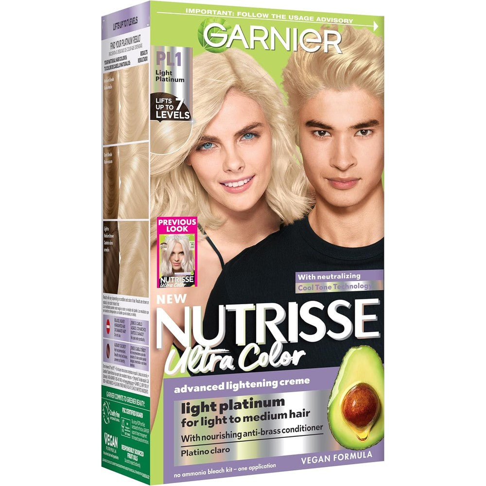 Garnier Nutrisse Ultra Color Permanent Hair Color Light Platinum PL1 Coconut Lightening Creme 1 Count