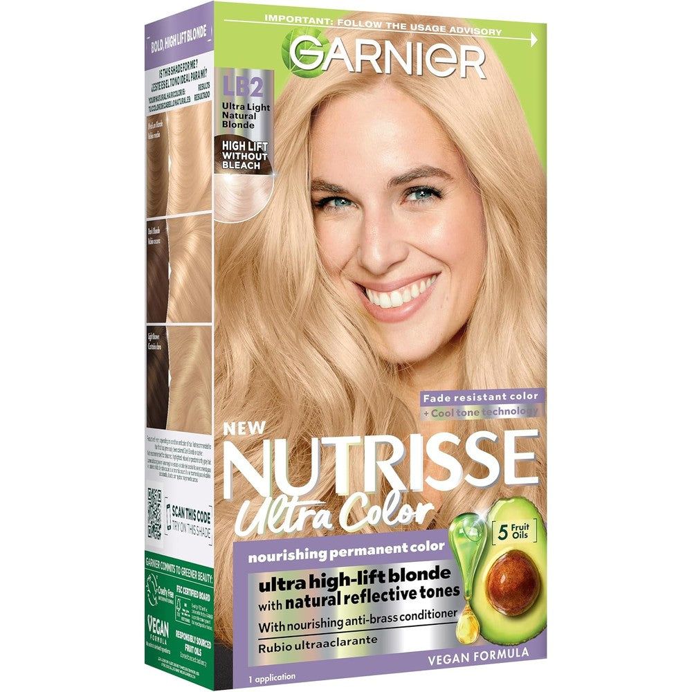 Garnier Nutrisse Ultra Color Permanent Hair Color Kit LB2 Ultra Light Natural Blonde Pina Colada 1 Count