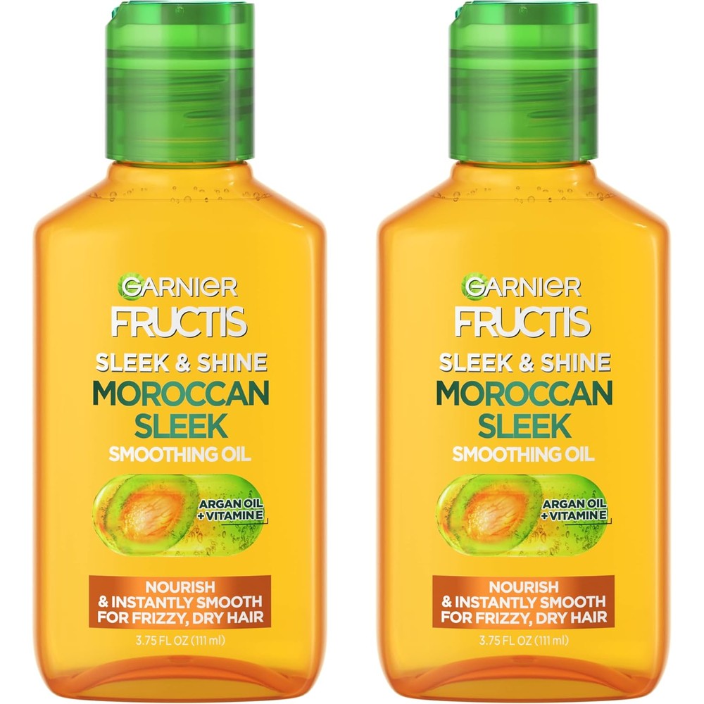 Garnier Fructis Sleek And Shine Moroccan Sleek Smoothing Oil For Frizzy Dry Hair Argan Oil 3.75 Fluid Ounce 2 Count
