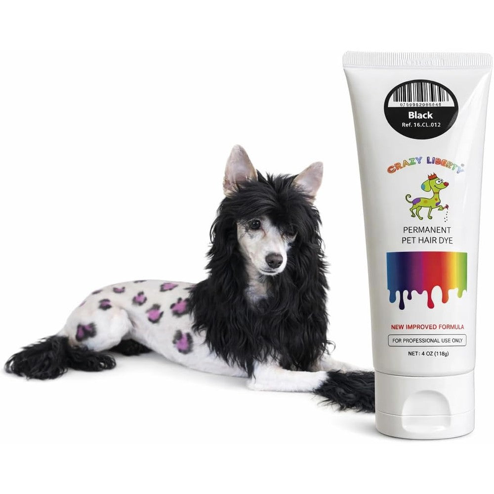 Crazy Liberty Permanent Pet Hair Dye For Dogs And Horses Black Professional Grooming Color Gel 4 Fluid Ounces