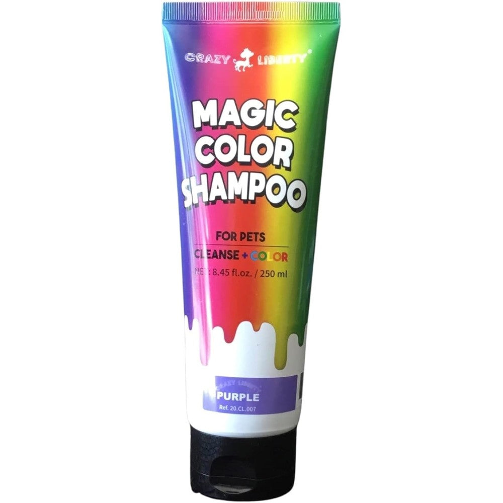 Crazy Liberty Magic Color Shampoo Purple Semi Permanent Non Toxic Pet Hair Dye Shampoo Ammonia And Paraben Free 8.45 Fluid Ounce