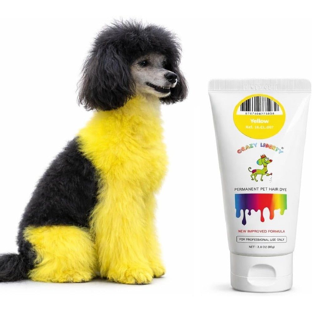 Crazy Liberty Permanent Pet Hair Dye Yellow Professional Grooming Color Gel For Dogs And Horses 2.8 Fluid Ounce