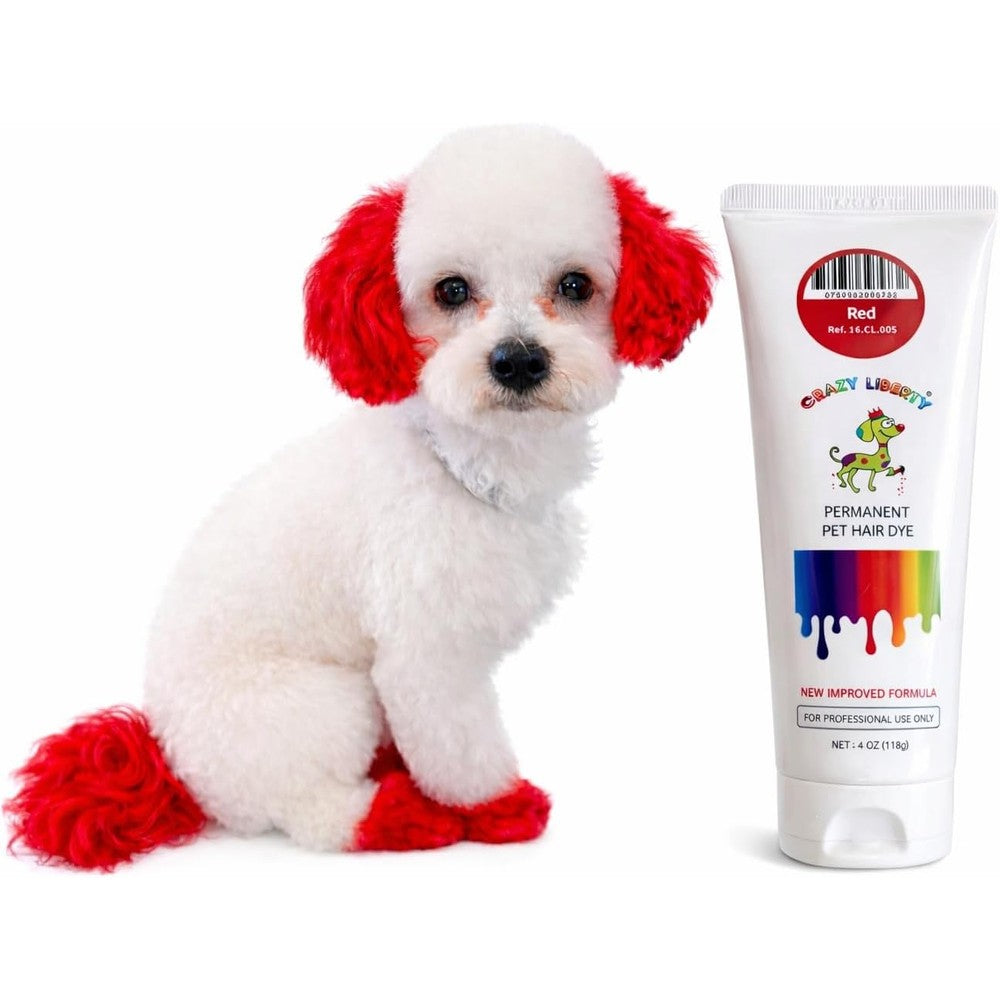 Crazy Liberty Permanent Pet Hair Dye Gel For Dogs And Horses Gentle Non Toxic Formula Red 4 Fluid Ounce