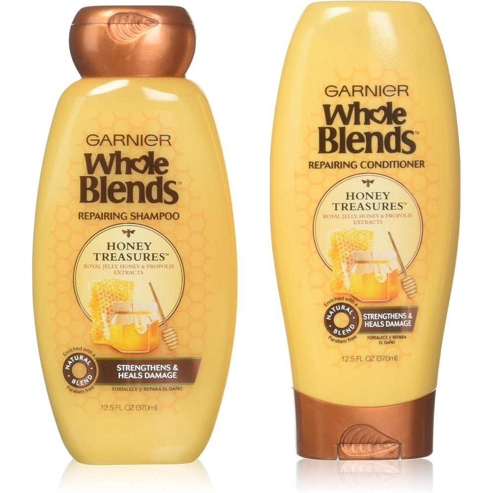 Garnier Whole Blends Honey Treasures Repairing Shampoo and Conditioner Set 12.5 Fluid Ounces Each