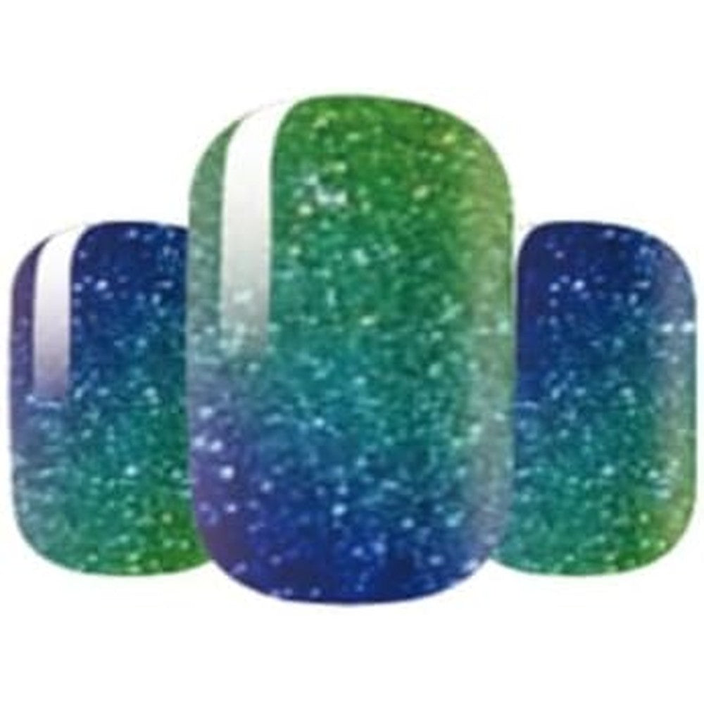PrettyGlossGelNails Pet Nail Wraps Blue-Green Glitter Non-Toxic Safe Peel And Stick Nail Polish Strips 22 Count