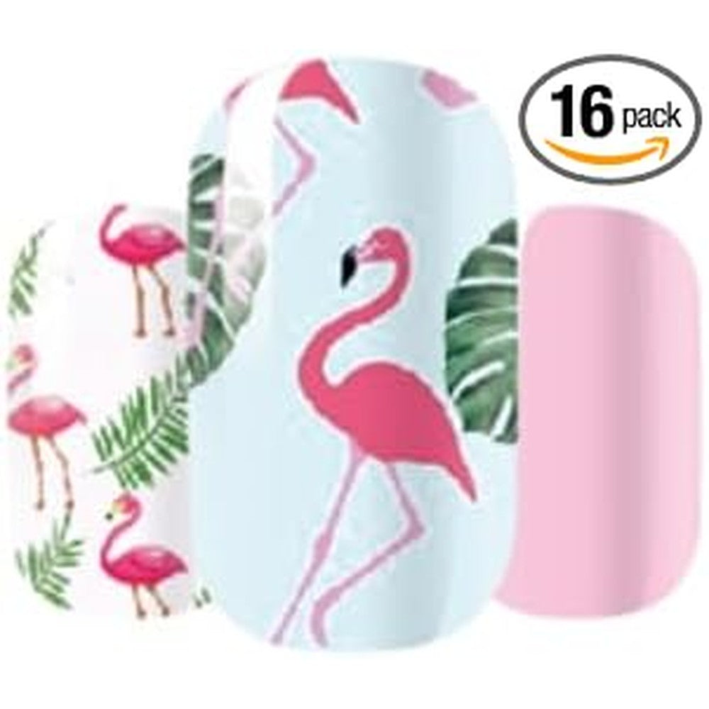 Crazy Liberty Pet Nail Polish Wraps Flamingo Tropical Design Non Toxic Safe Easy To Apply Zero Drying Time 16 Pieces Pack