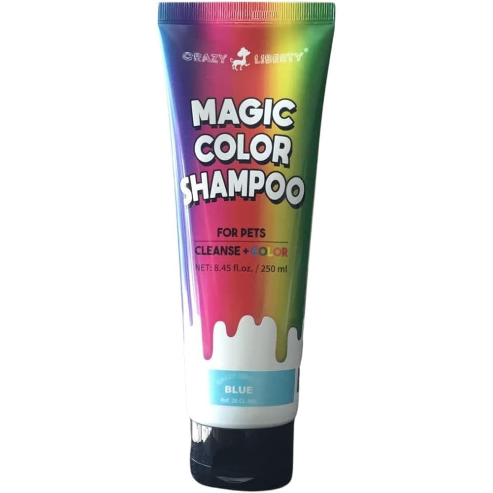 Crazy Liberty Magic Color Shampoo Blue Semi Permanent Ammonia Free Color Depositing Grooming Wash For Pets Dogs Cats 250 Milliliter