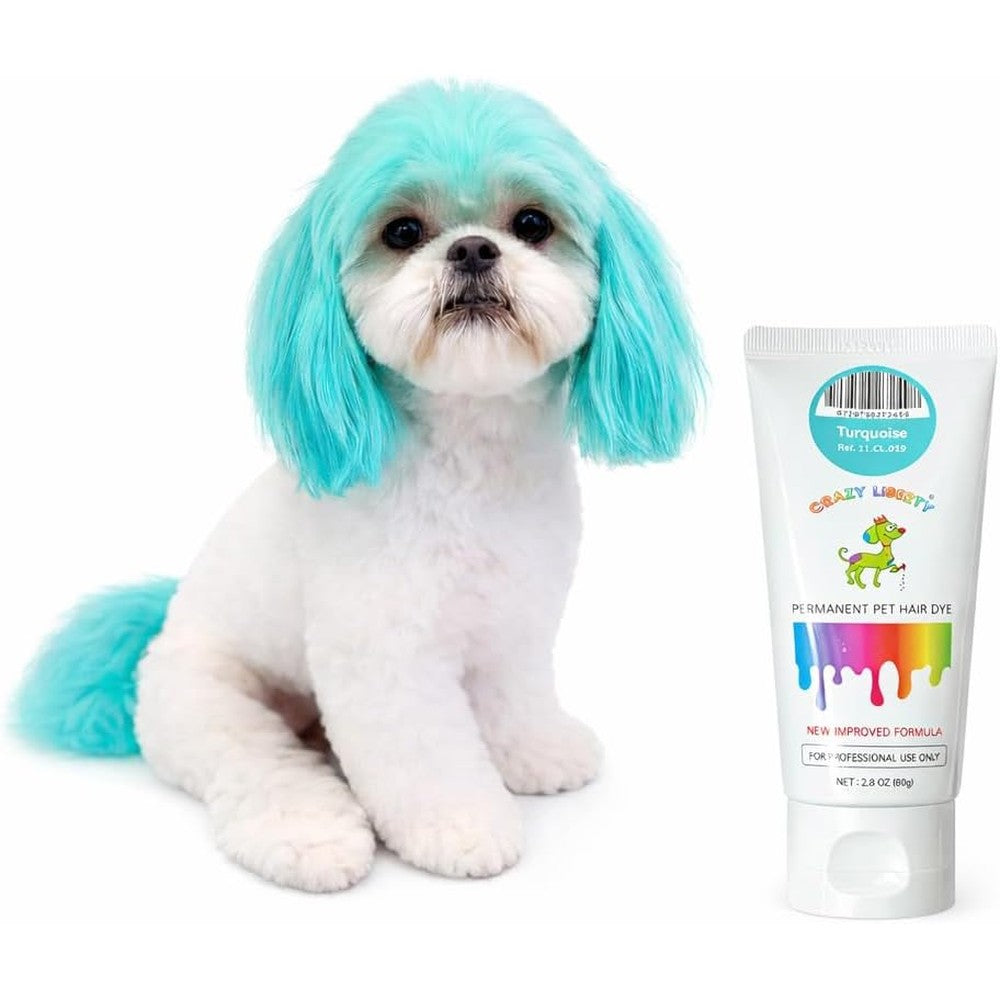 Crazy Liberty Permanent Pet Hair Dye Gel for Dogs and Horses Creative Grooming Color Gel Turquoise 2.8 Fluid Ounce