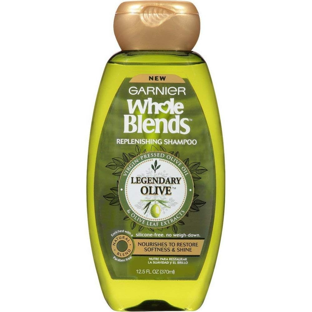 Garnier Whole Blends Replenishing Shampoo Legendary Olive For Dry Hair 12.5 Fluid Ounce