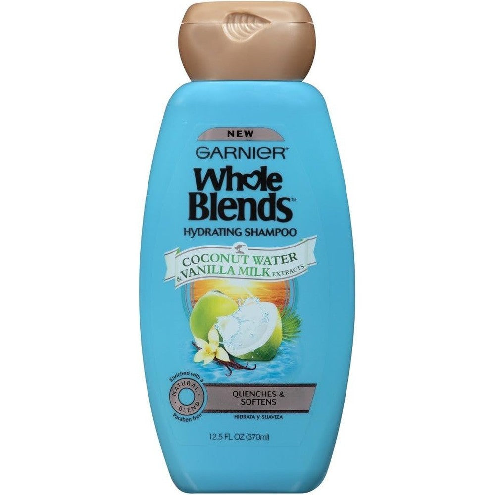 Garnier Whole Blends Hydrating Shampoo With Coconut Water And Vanilla Milk Extracts 12.5 Fluid Ounce
