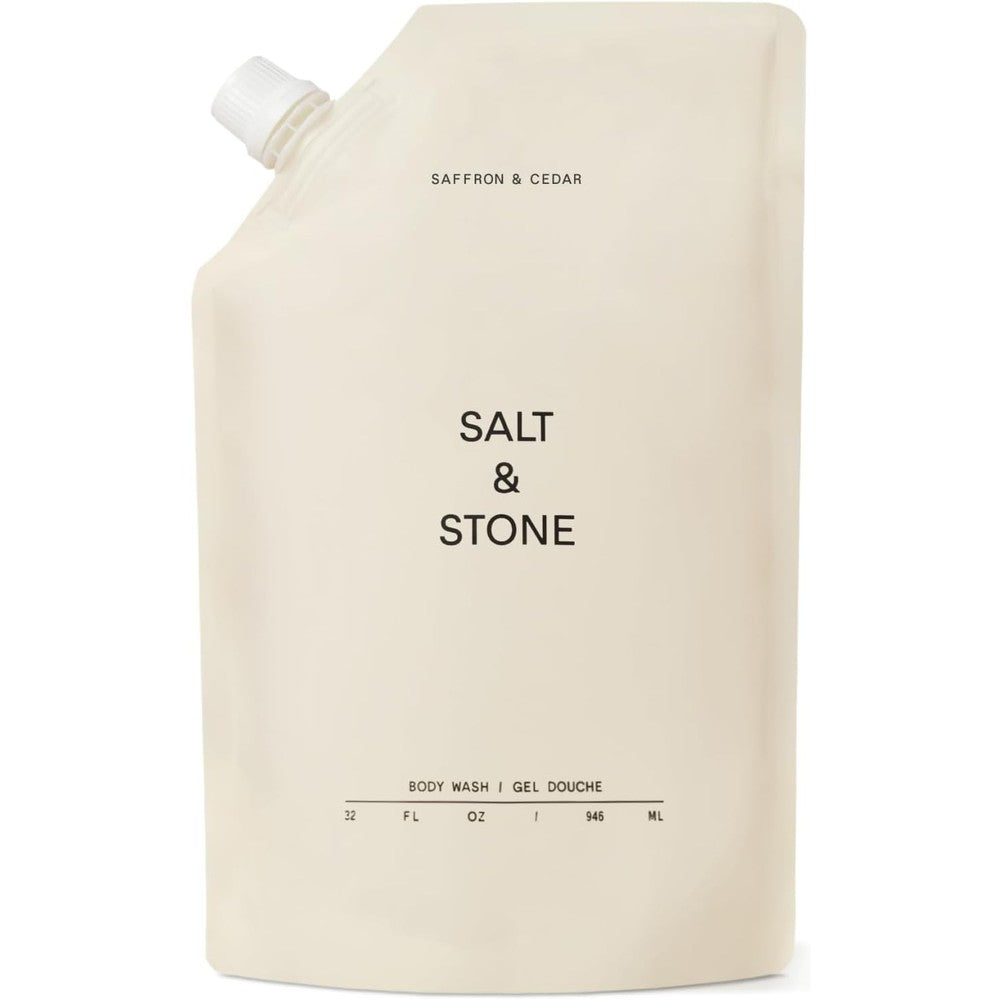 Salt & Stone Saffron And Cedar Body Wash Refill 32 Fluid Ounce Sulfate-Free Vegan Shower Gel