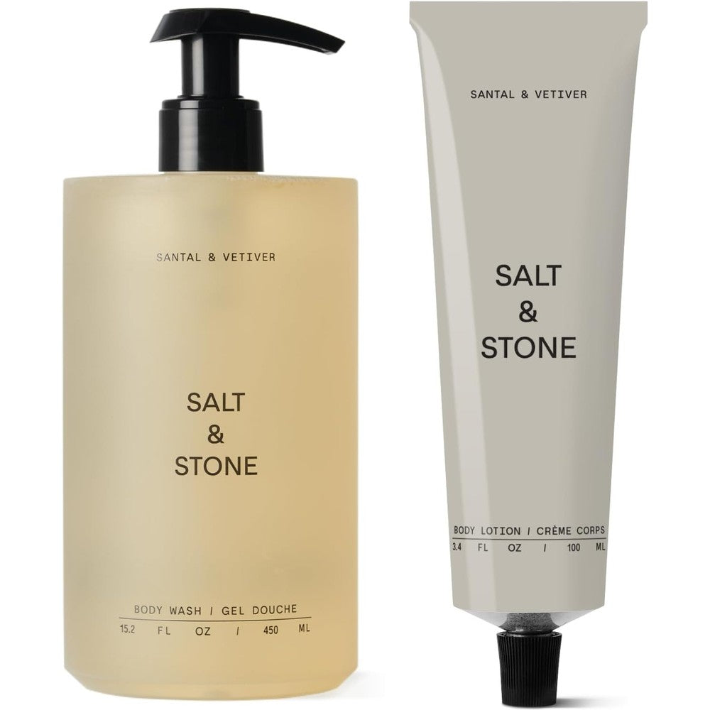 Salt & Stone Hydrating Gel Body Wash And Body Lotion Santal & Vetiver 15.2 Fluid Ounces