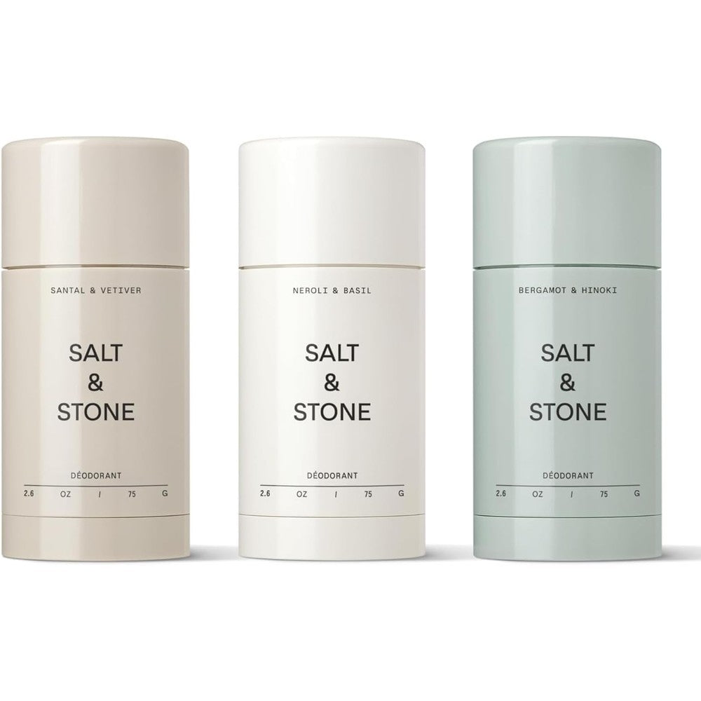 Salt And Stone Aluminum-Free Deodorant For Women And Men Trio Set 2.6 Ounces Extra Strength 48 Hour Protection Gender Neutral Scent