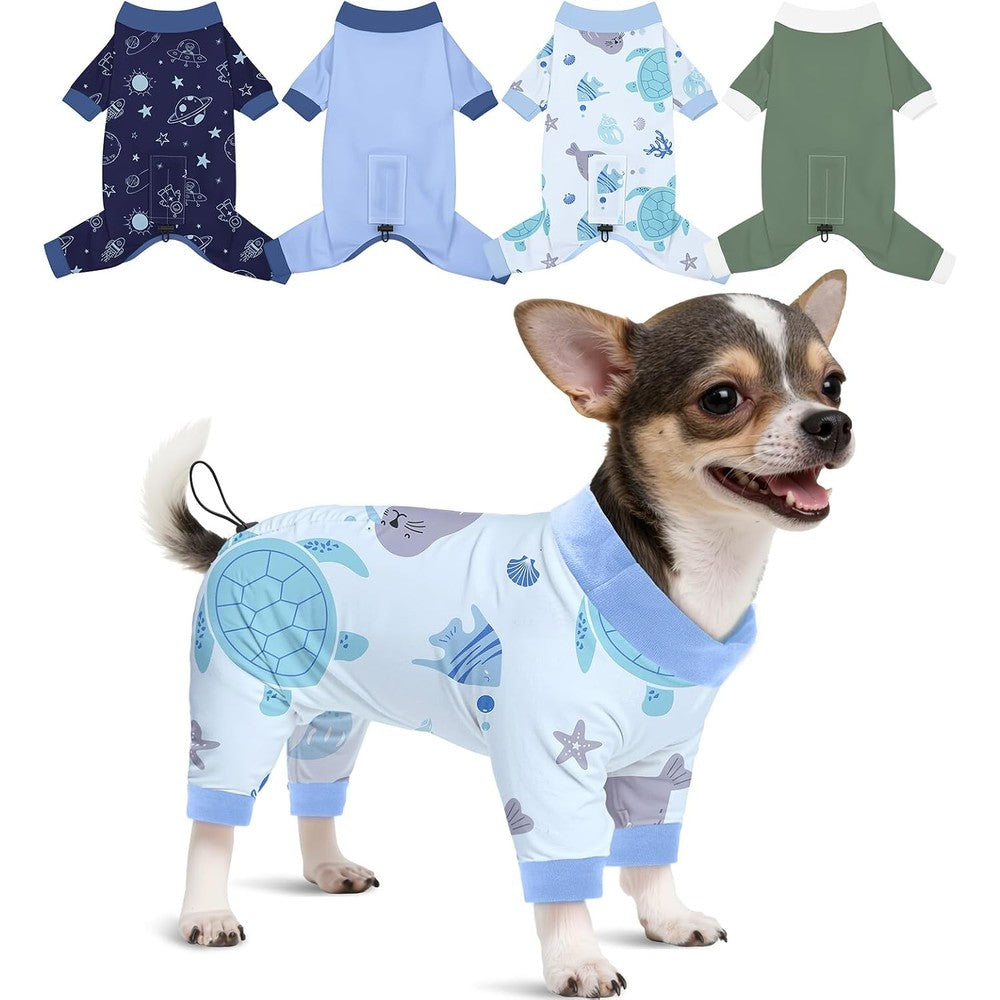 Glittme 4 Pack Dog Pajamas For Small Dogs Stretchy Puppy Onesies Jumpsuit For Anti Shedding And Sleeping