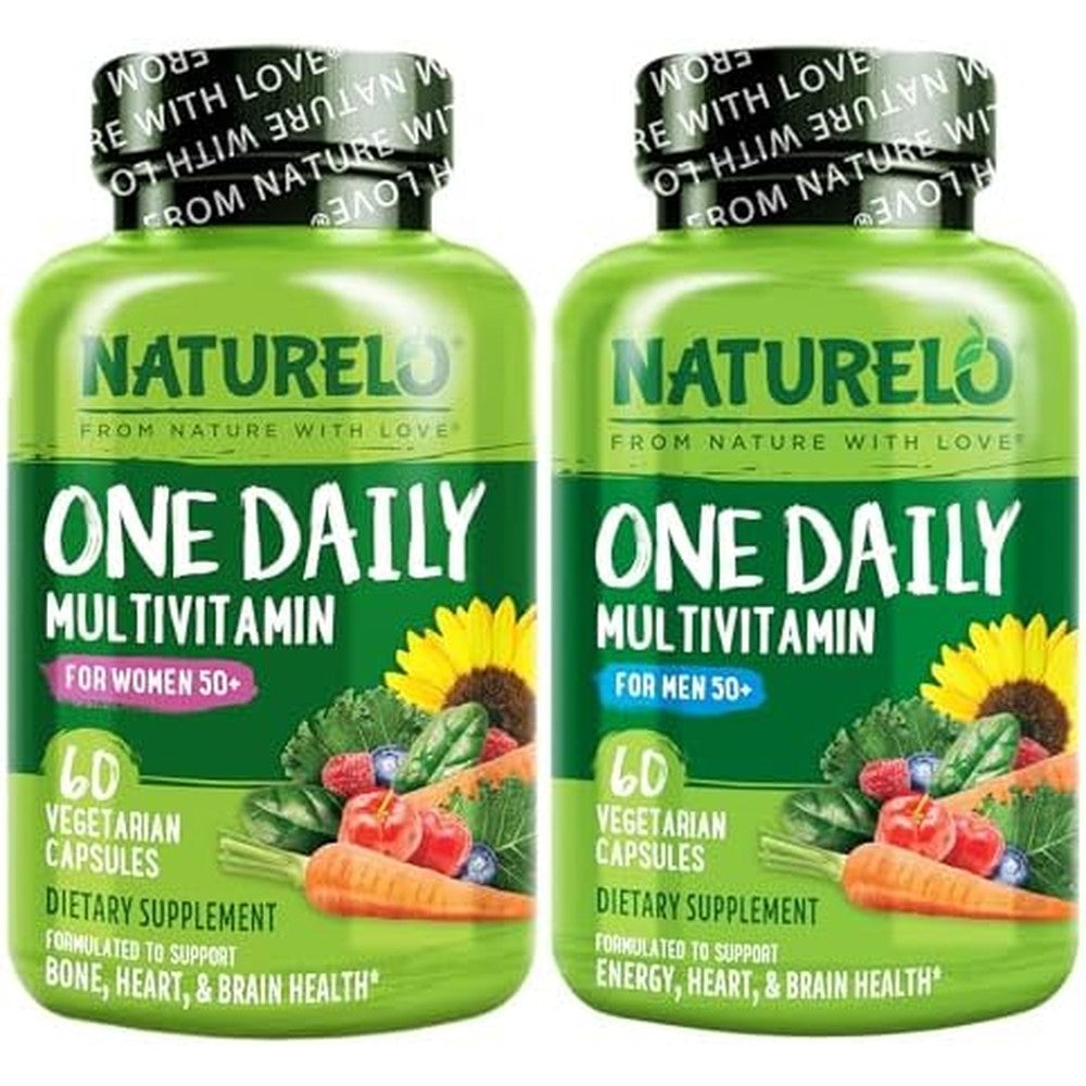 Naturelo One Daily Multivitamin For Men 50 Plus 60 Capsules And Women 50 Plus Iron Free 60 Capsules Bundle Two Month Supply