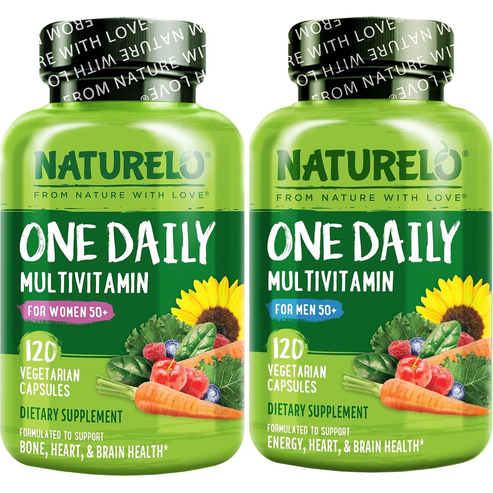 Naturelo One Daily Multivitamin For Men 50+ And Women 50+ Iron Free 120 Capsules Each 4 Month Supply Bundle
