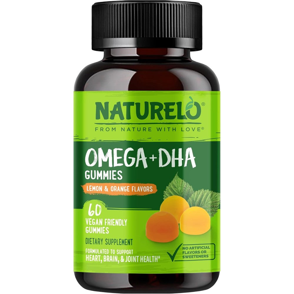Naturelo Vegetarian DHA And Omega 3 Supplement From Algae And Chia Seed Oil For Heart Brain And Joint Health 60 Gummies