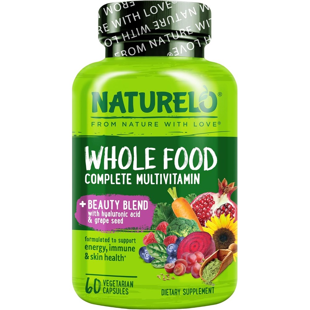 Naturelo Whole Food Multivitamin With Extra Hair Skin And Nails Support Beauty Blend 60 Vegan Capsules