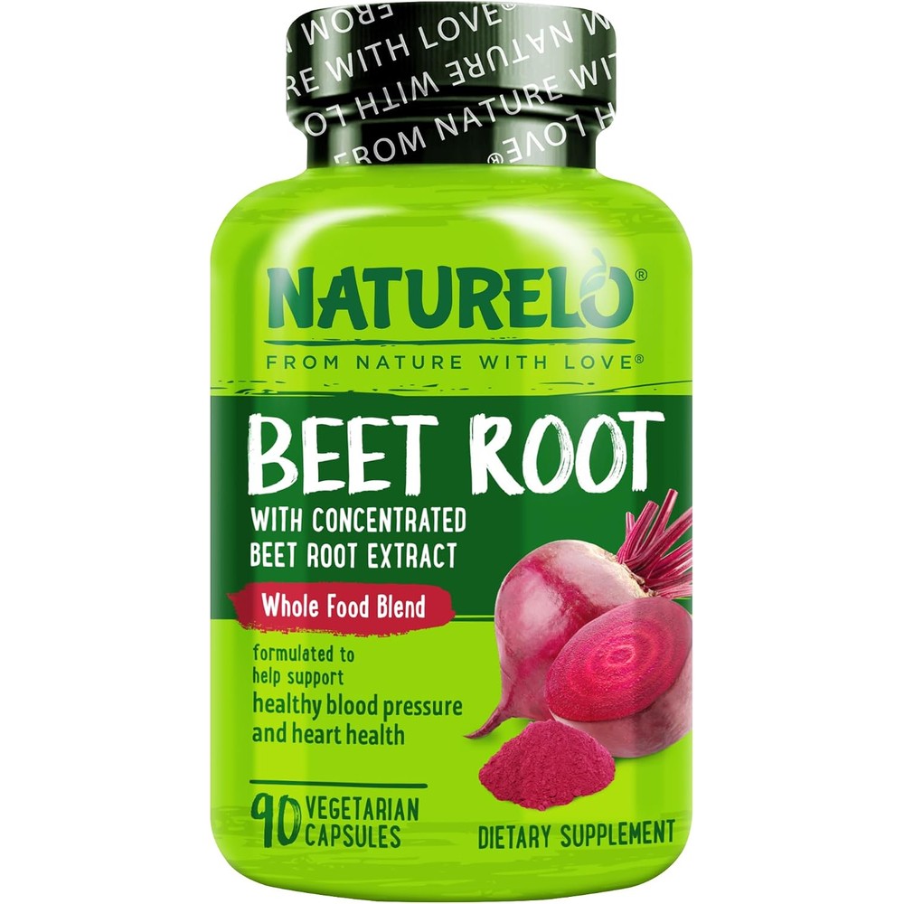 Naturelo Beet Root 90 Capsules Heart Health And Blood Pressure Support 1000 Milligrams Extract Plus Whole Food Blend