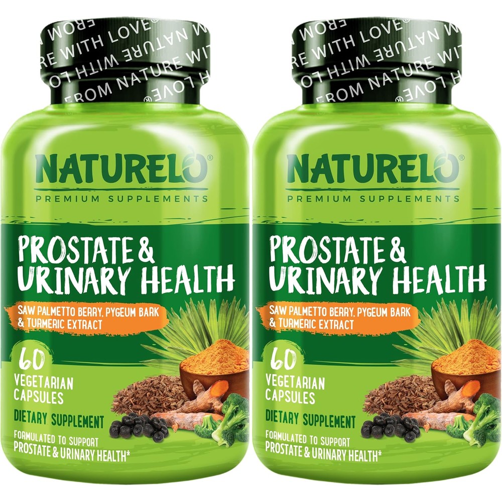 NATURELO Prostate And Urinary Health Comprehensive Formula With Saw Palmetto Pygeum Turmeric Plant Sterols Broccoli And Lycopene 60 Vegetarian Caps...