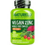 Naturelo Vegan Zinc Immune Support Capsules Whole Food Complex With Vitamin C For Healthy Skin Hair And Nails 120 Count