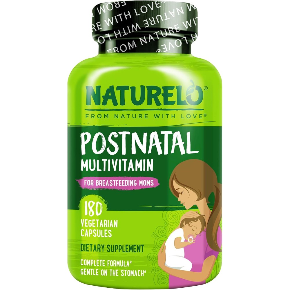 Naturelo Postnatal Multivitamin Supplement For Breastfeeding Women Plant-Based Vitamin D Folate Gentle Iron 180 Capsules