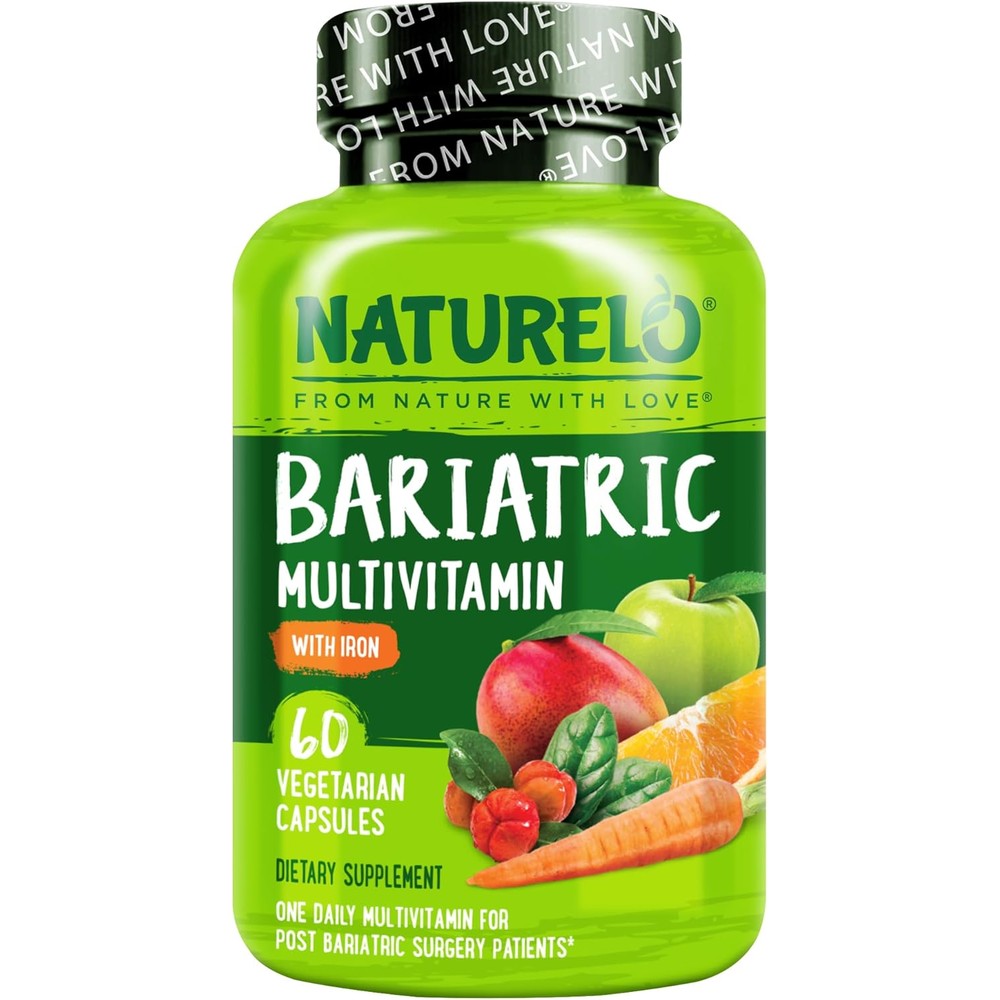 Naturelo Bariatric Multivitamin One Daily With Iron Supplement For Post Gastric Bypass Surgery Patients 60 Vegetarian Capsules