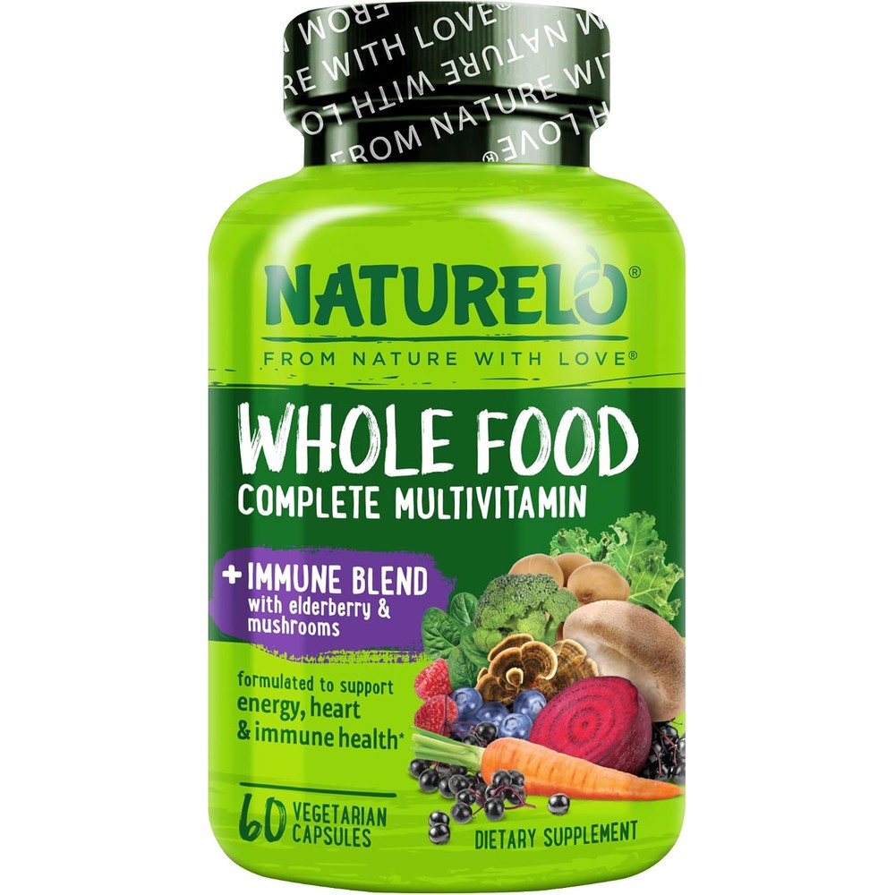 Naturelo Whole Food Multivitamin Plus Immune Blend With Elderberry And Mushrooms 60 Vegan Capsules