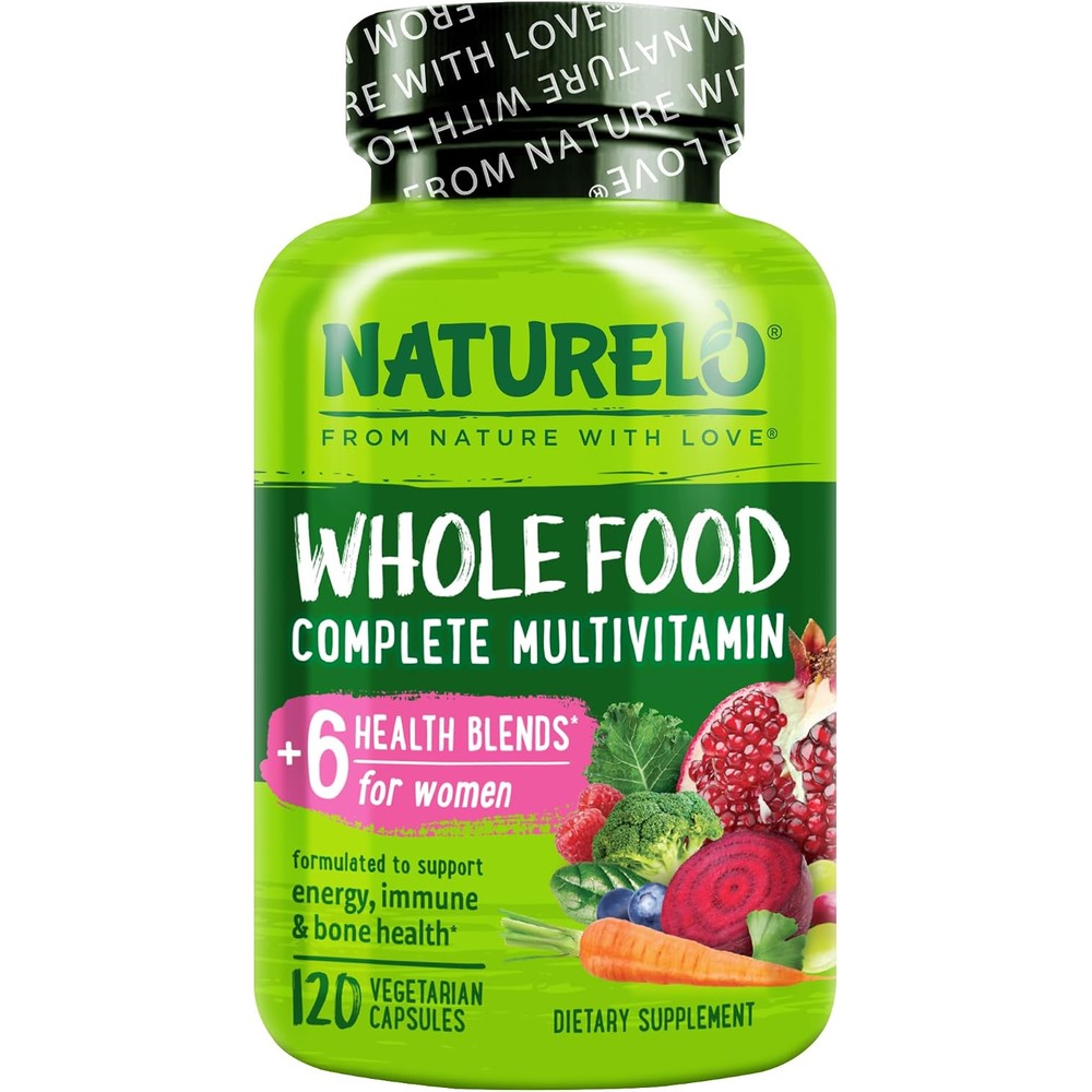 NATURELO Whole Food Multivitamin For Women With Vitamins Minerals And Organic Extracts 120 Vegan Capsules
