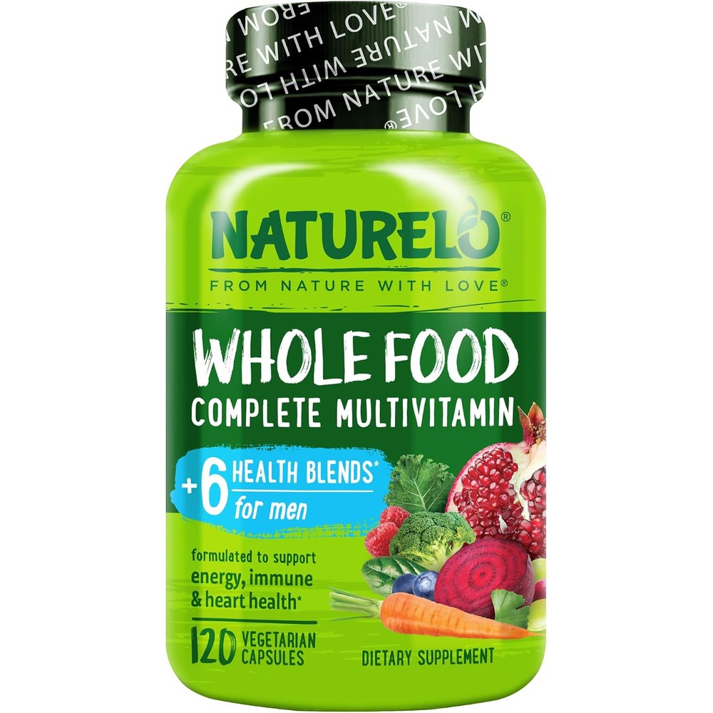 Naturelo Mens Multivitamins Whole Food Multivitamin For Men With Vitamins Minerals 120 Vegetarian Capsules