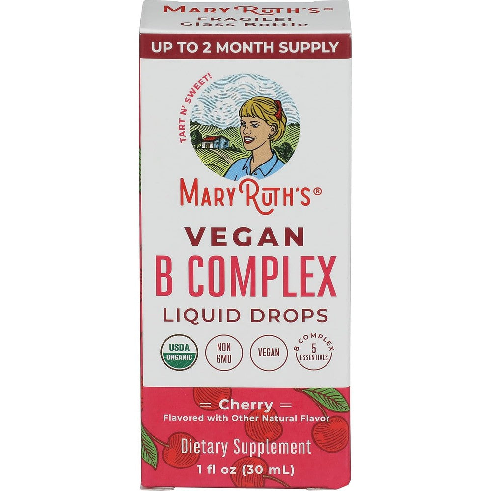 MaryRuth Organics Vitamin B Complex Drops Tart Cherry Organic 1 Fluid Ounce