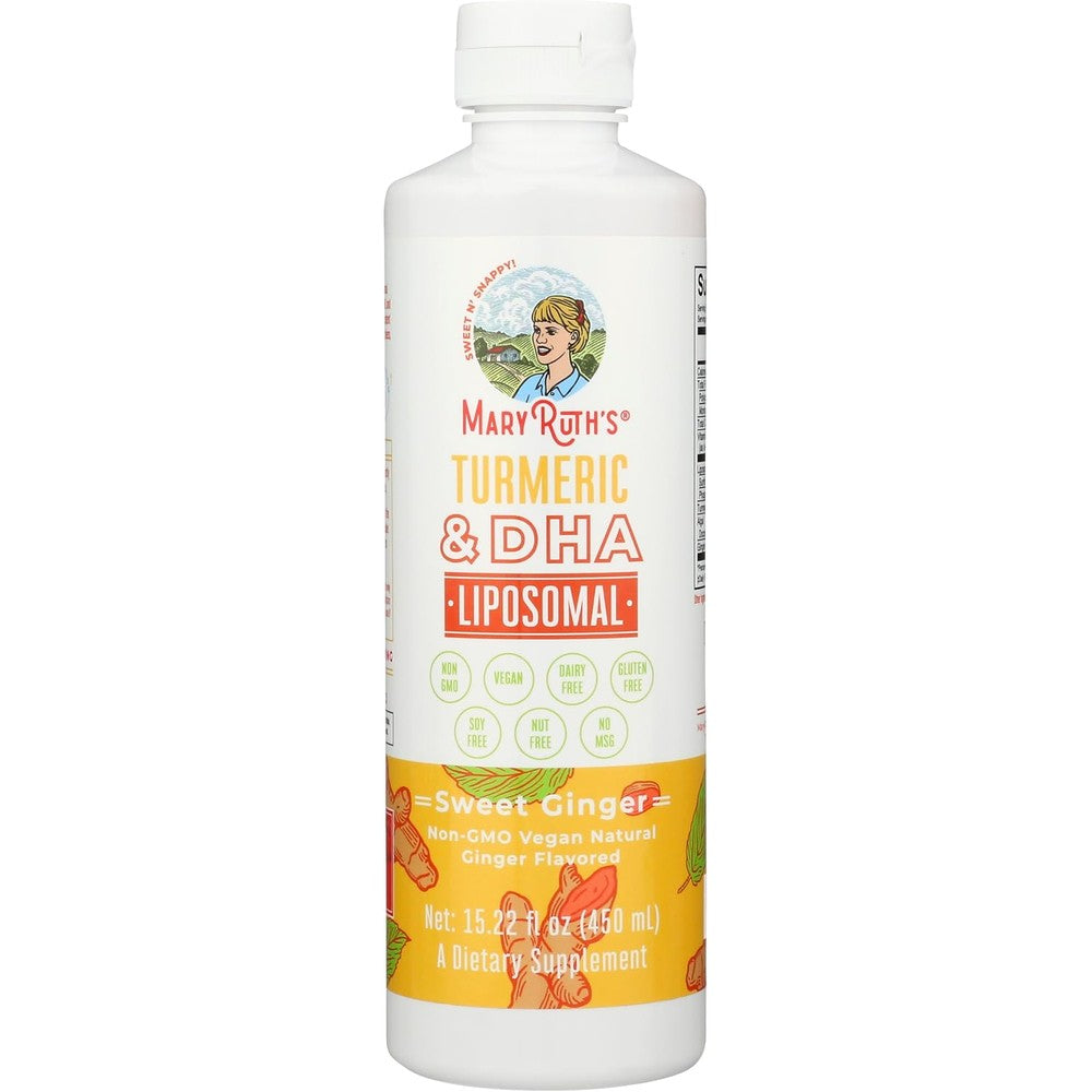 MaryRuth Organics Sweet Ginger Turmeric And DHA Liposomal Liquid Dietary Supplement 15.22 Fluid Ounces