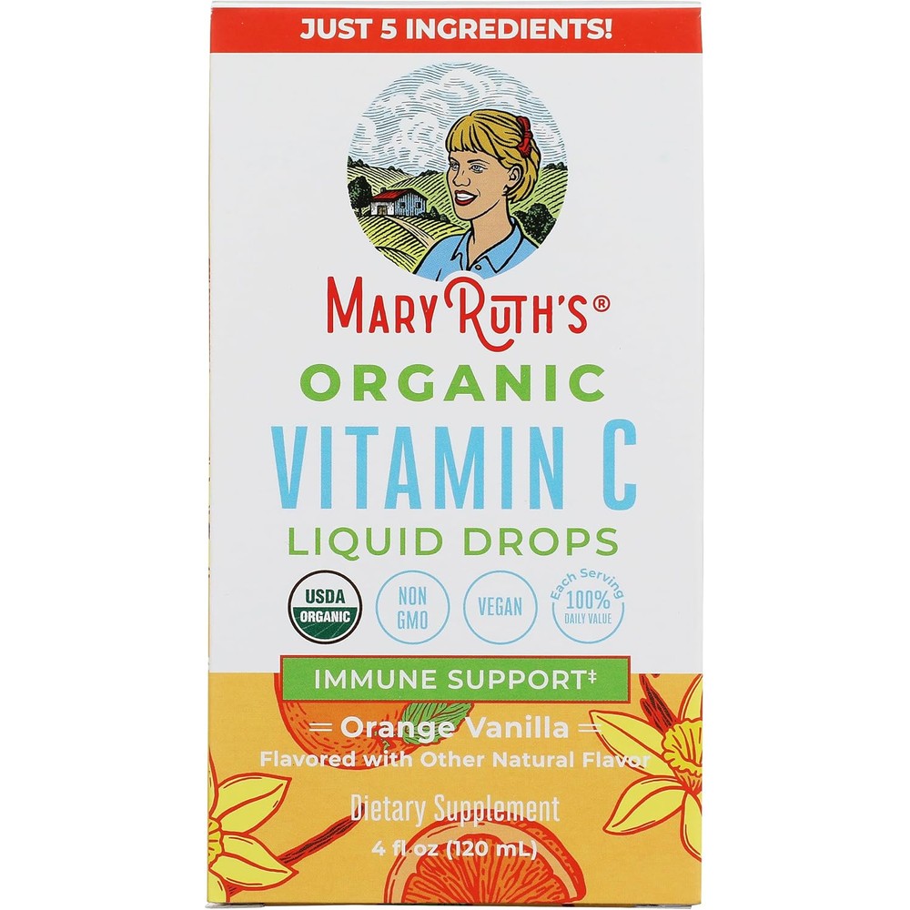 MaryRuth Organics USDA Organic Vitamin C Liquid Drops Orange Vanilla Flavor 4 Fluid Ounce