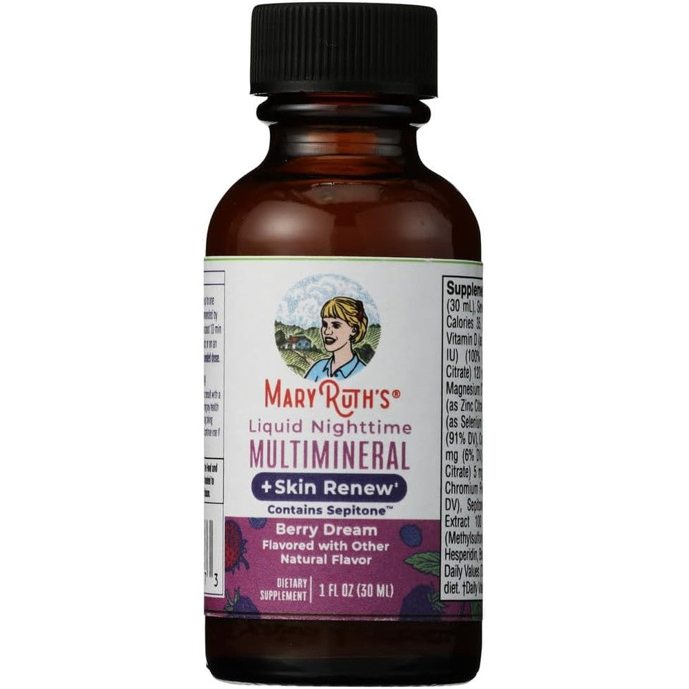 MaryRuth's Liquid Nighttime Multimineral Plus Skin Renew Berry Dream Flavor 1 Fluid Ounce