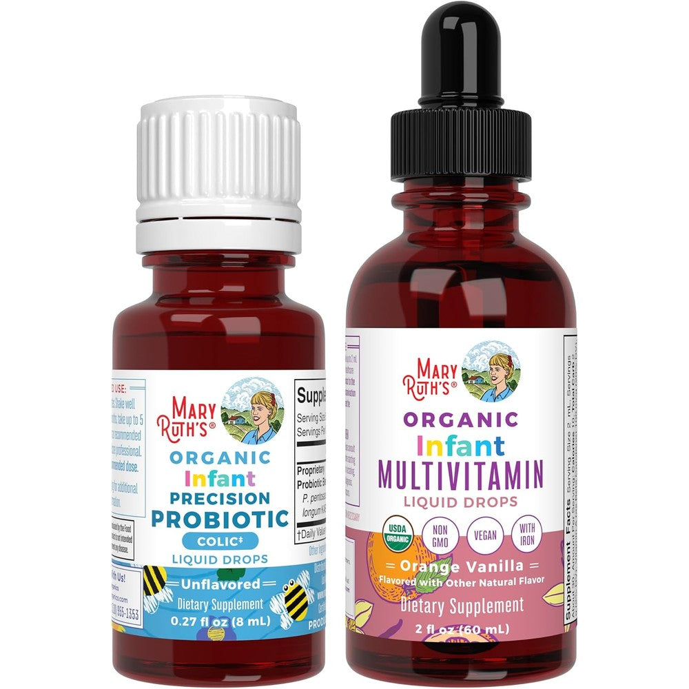 MaryRuth's Organics Infant Precision Probiotics Colic And Multivitamin Iron Drops USDA Organic Clean Label Project Verified