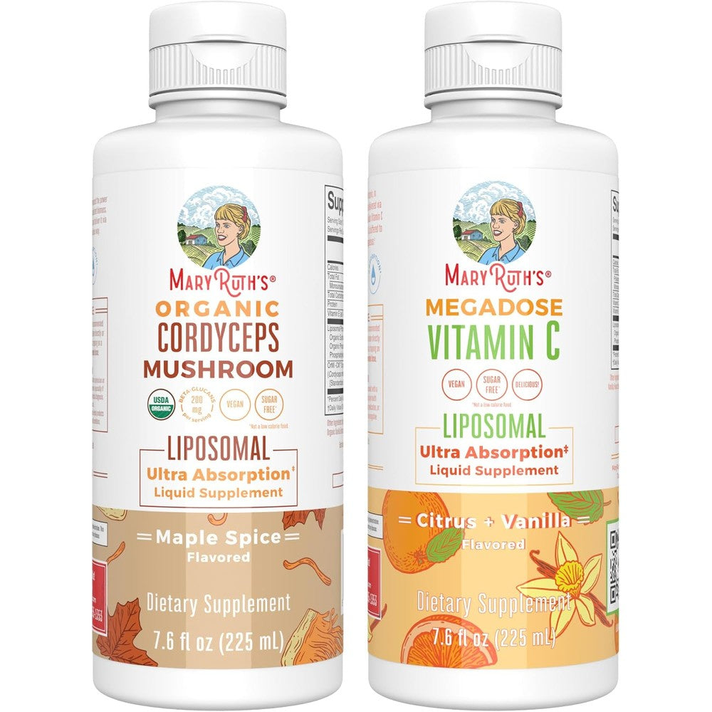 MaryRuth Organics Cordyceps Liposomal Maple Spice And Vitamin C Citrus Vanilla Bundle