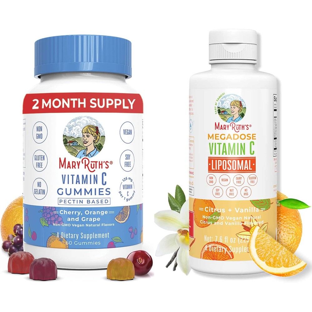 MaryRuth Organics Vitamin C Gummies And Megadose Liposomal Immunity Bundle 60 Count And 7.6 Fluid Ounce