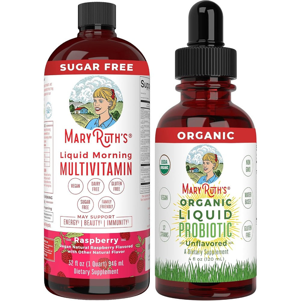 MaryRuth's Organics Liquid Multivitamin Raspberry And Liquid Probiotic Bundle