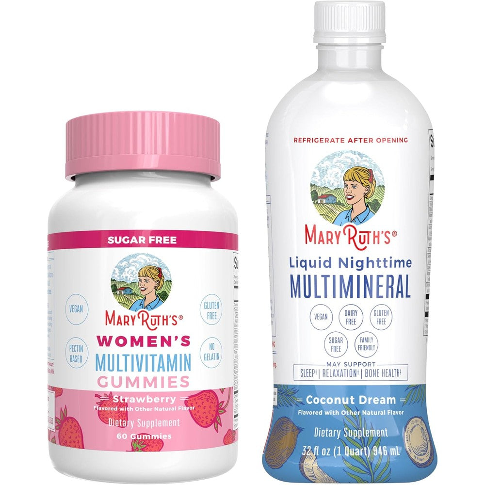 MaryRuth's Multivitamin Gummies For Women Strawberry And Liquid Nighttime Multimineral Coconut 32 Fluid Ounce